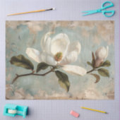 Witte Magnolia Bloemen  Decoupage Tissuepapier (Craft)