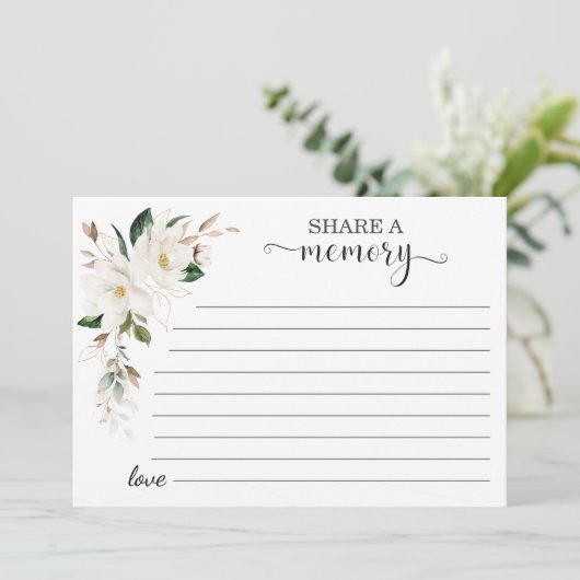 Witte Magnolia bloemen delen een geheugen aanwezig Aankondiging (Staand voorkant)