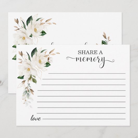 Witte Magnolia bloemen delen een geheugen aanwezig Aankondiging (Voorkant / Achterkant)