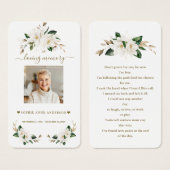 Witte Magnolia Bloemen Foto Funeral Gebed Visitekaartje (Voorkant /achterkant)