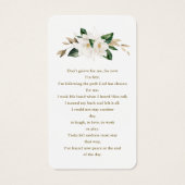 Witte Magnolia Bloemen Foto Funeral Gebed Visitekaartje (Achterkant)