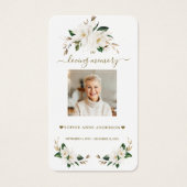 Witte Magnolia Bloemen Foto Funeral Gebed Visitekaartje (Voorkant)