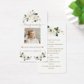 Witte Magnolia Bloemen Foto Funeral Gebed Visitekaartje (Bureau)