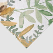 Witte Magnolia Bloemen Gouden Groene Bladeren Tissuepapier (Detail)