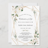 Witte Magnolia Bloemen Gouden Viering Van Het Leve Kaart (Voorkant)