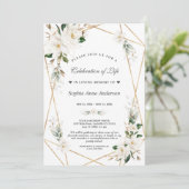 Witte Magnolia Bloemen Gouden Viering Van Het Leve Kaart (Staand voorkant)