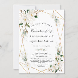 Witte Magnolia Bloemen Gouden Viering Van Het Leve Kaart