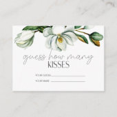 Witte Magnolia Bloemen Hoeveel Kussen Bruids Spel Informatiekaartje (Voorkant)