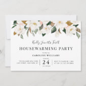 Witte magnolia bloemen housewarming party kaart (Voorkant)