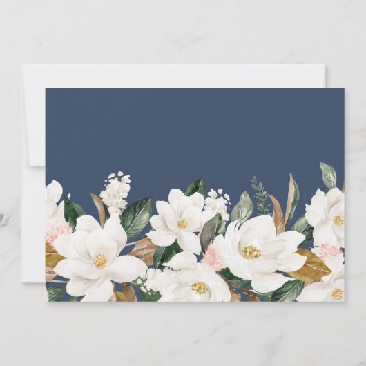 Witte magnolia bloemen housewarming party kaart (Achterkant)