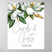 Witte Magnolia Bloemen Huwelijk Kaart & Geschenken Poster (Voorkant)