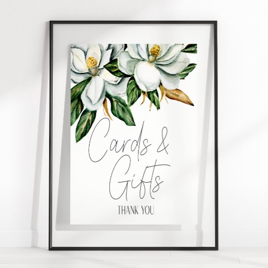 Witte Magnolia Bloemen Huwelijk Kaart & Geschenken Poster