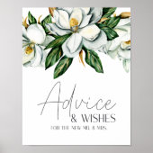 Witte Magnolia Bloemen Huwelijk Kaart & Geschenken Poster (Voorkant)
