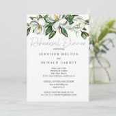 Witte Magnolia Bloemen Huwelijk Repetitie Diner Kaart (Staand voorkant)