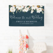 Witte Magnolia Bloemen Huwelijk Welkom Spandoek (Insitu)