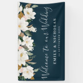 Witte Magnolia Bloemen Huwelijk Welkom Spandoek (Verticaal)
