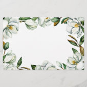 Witte Magnolia Bloemen Huwelijksadvies Wensen Briefpapier (Achterkant)