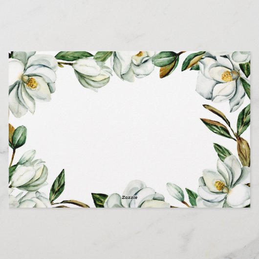 Witte Magnolia Bloemen Huwelijksadvies Wensen Briefpapier (Achterkant)
