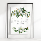 Witte Magnolia Bloemen Huwelijksliefde is een zoet Poster