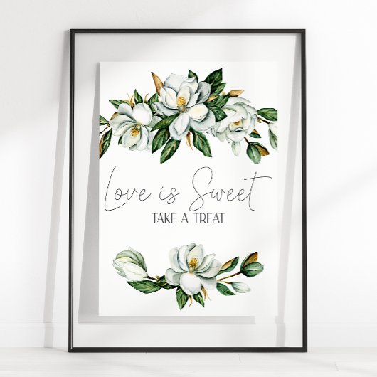 Witte Magnolia Bloemen Huwelijksliefde is een zoet Poster