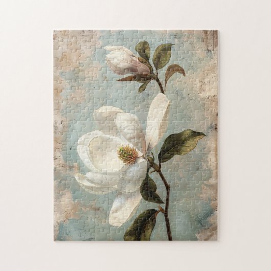 Witte Magnolia Bloemen  Legpuzzel (Verticaal)