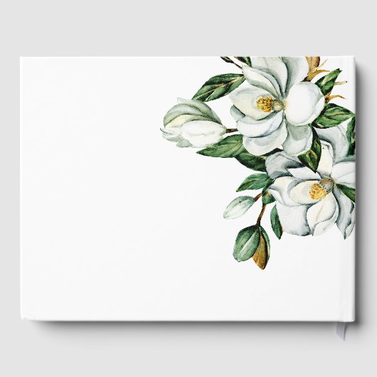 Witte Magnolia Bloemen Roestische bruiloft Gastenboek (Achterkant)