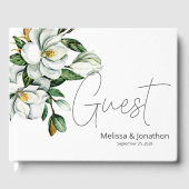 Witte Magnolia Bloemen Roestische bruiloft Gastenboek (Voorkant)