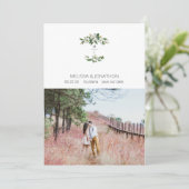 Witte Magnolia Bloemen Rustiek Afbeelding Save The Date (Staand voorkant)