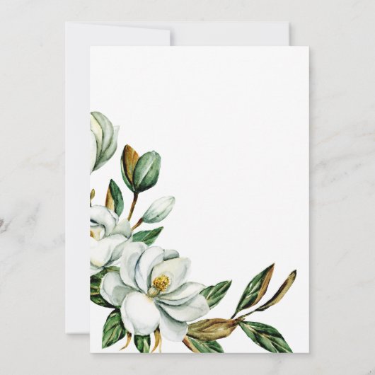 Witte Magnolia Bloemen Rustiek Afbeelding Save The Date (Achterkant)