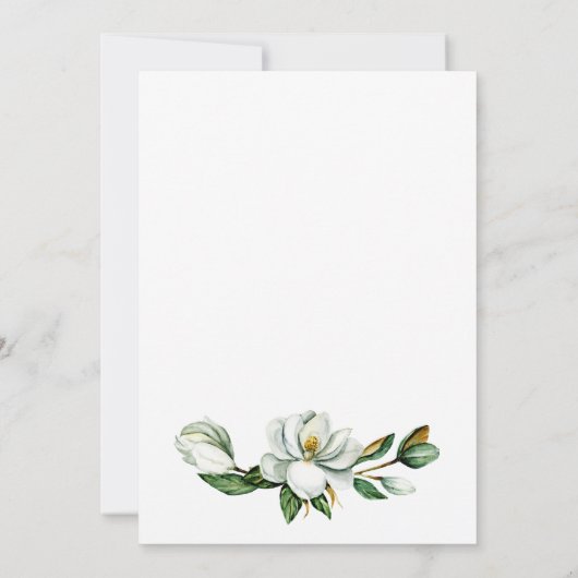 Witte Magnolia Bloemen Rustiek Bruids Brunch Kaart (Achterkant)