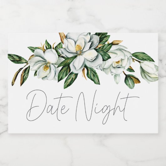 Witte Magnolia Bloemen Rustiek Datum Night Jar Voedselcontainer Etiket (Enkel label)