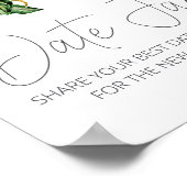 Witte Magnolia Bloemen Rustiek Datum Night Sign Poster (Hoek)