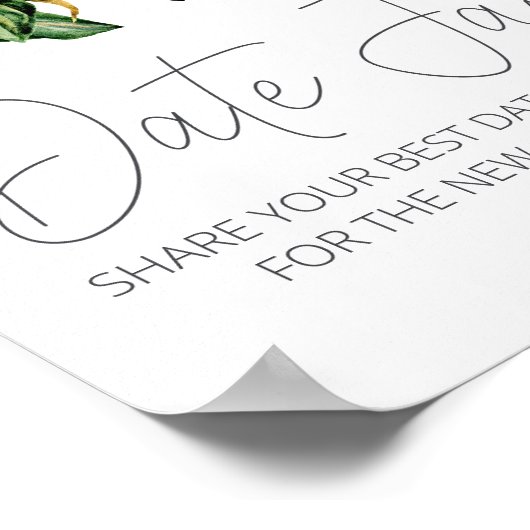 Witte Magnolia Bloemen Rustiek Datum Night Sign Poster (Hoek)