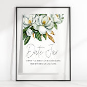 Witte Magnolia Bloemen Rustiek Datum Night Sign Poster