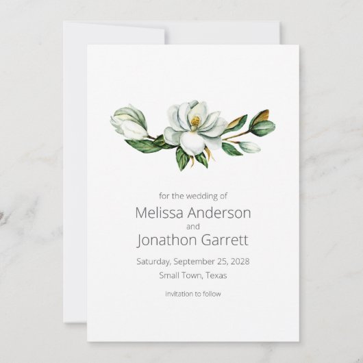 Witte Magnolia Bloemen Rustiek Save The Date (Achterkant)