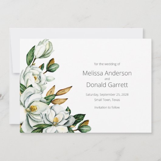 Witte Magnolia Bloemen Rustiek Save the Date (Achterkant)