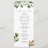 Witte Magnolia Bloemen Rustiek Trouwprogramma Programmakaart (Achterkant)