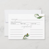 Witte Magnolia Bloemen Rustiek Trouwrecept Kaart Notitiekaartje (Voorkant)