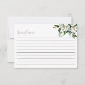 Witte Magnolia Bloemen Rustiek Trouwrecept Kaart Notitiekaartje (Achterkant)