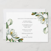 Witte Magnolia Bloemen Rustiek Verloving Aankondiging (Achterkant)