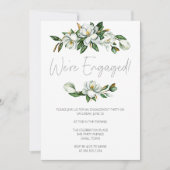 Witte Magnolia Bloemen Rustiek Verloving Uitnodigi Kaart (Voorkant)