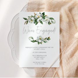 Witte Magnolia Bloemen Rustiek Verloving Uitnodigi Kaart