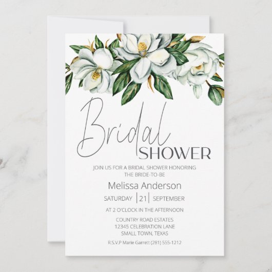 Witte Magnolia Bloemen Rustiek Vrijgezellenfeest Kaart (Voorkant)