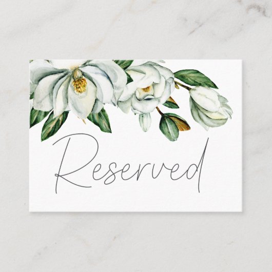 Witte Magnolia Bloemen Rustieke Trouwplaats Kaart Plaatskaartje (Voorkant)