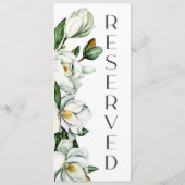 Witte Magnolia Bloemen Rustieke Trouwstoel Teken Menu (Achterkant)
