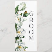 Witte Magnolia Bloemen Rustieke Trouwstoel Teken Menu (Voorkant)