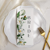 Witte Magnolia Bloemen Rustieke Trouwstoel Teken Menu