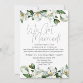 Witte Magnolia Bloemen Trouwen Net Getrouwd Kaart (Voorkant)