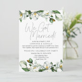 Witte Magnolia Bloemen Trouwen Net Getrouwd Kaart (Staand voorkant)