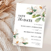 Witte Magnolia Bloemen Trouwen Save The Date Kaart
